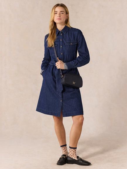Crew Clothing Elsie Denim Shirt Dress, Indigo Blue, Indigo Blue
