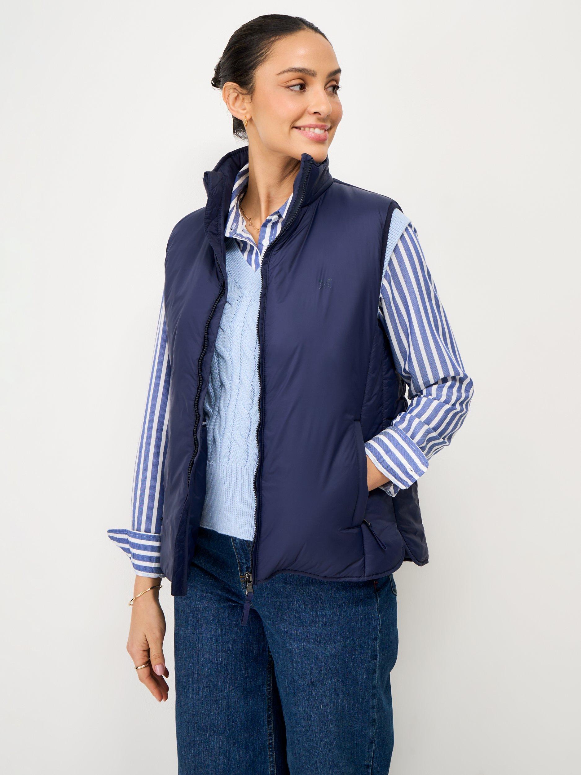 Product image 1 of 5, which shows Crew Clothing Featherweight Padded Gilet, Navy, 10
