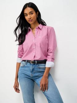 Crew Clothing Stripe Poplin Shirt, Hot Pink