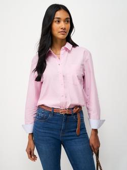 Crew Clothing Stripe Poplin Shirt, Light Pink