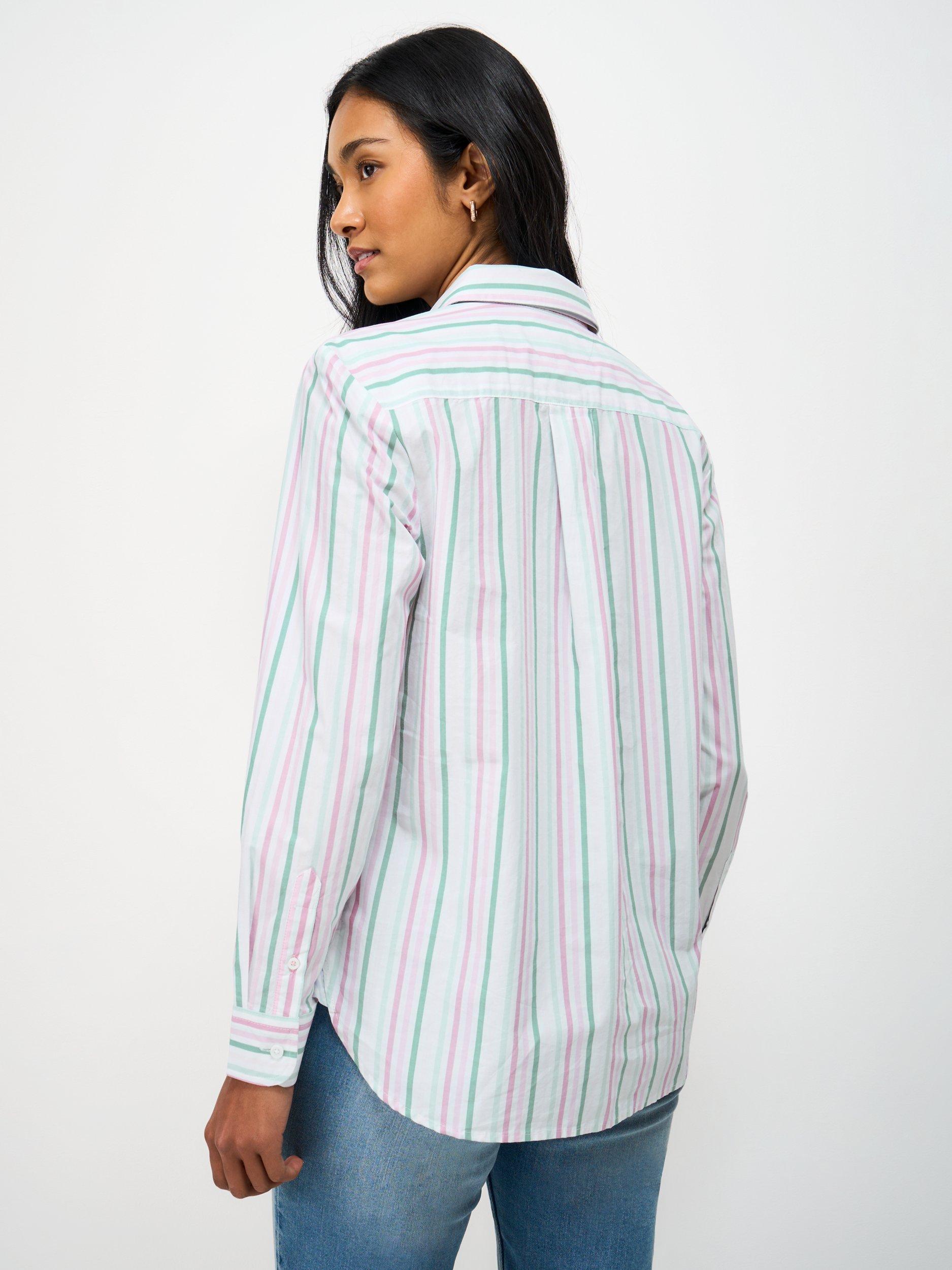 Product image 2 of 5, which shows Crew Clothing Stripe Poplin Shirt, Multi, 10