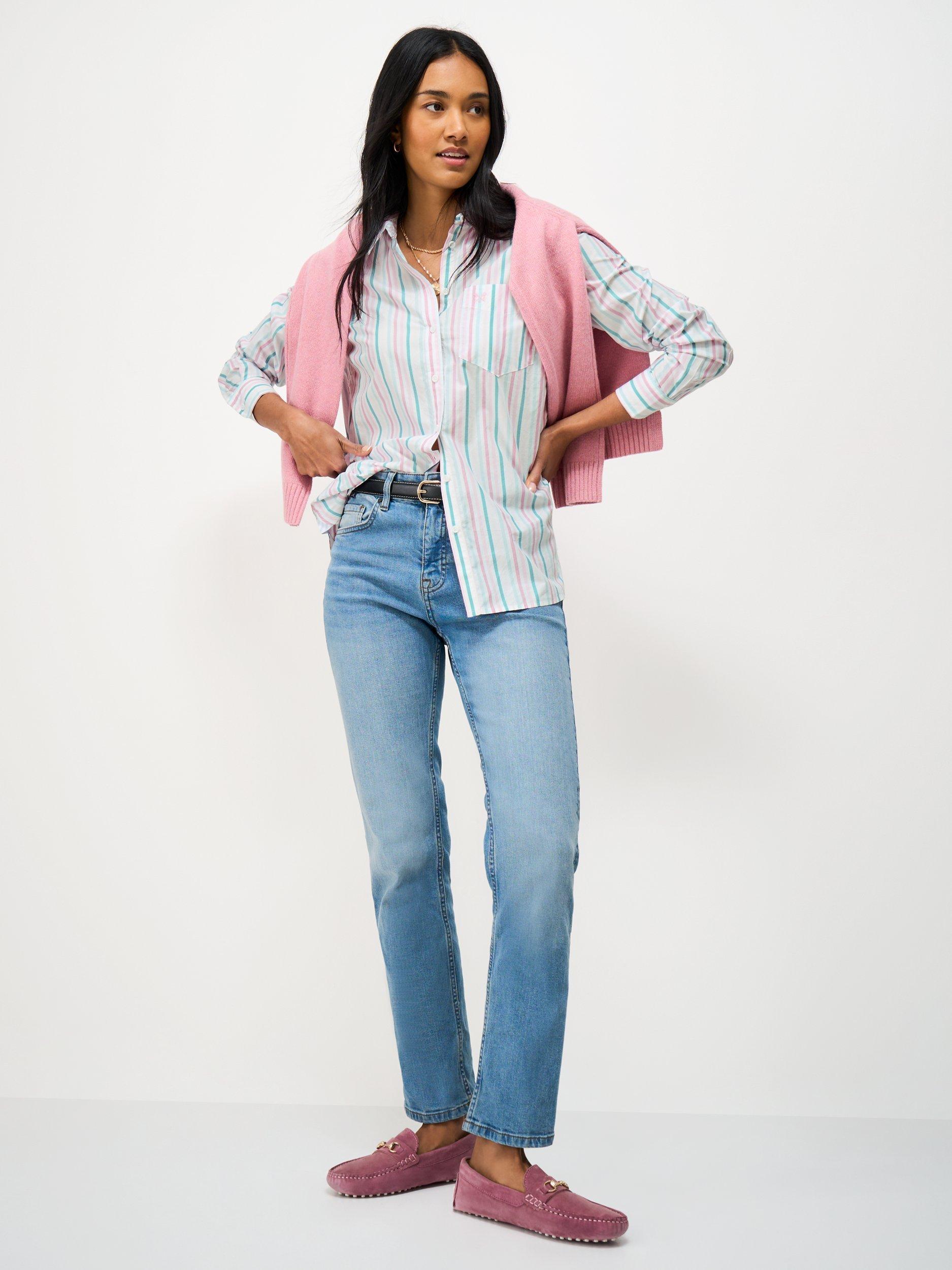 Product image 3 of 5, which shows Crew Clothing Stripe Poplin Shirt, Multi, 10