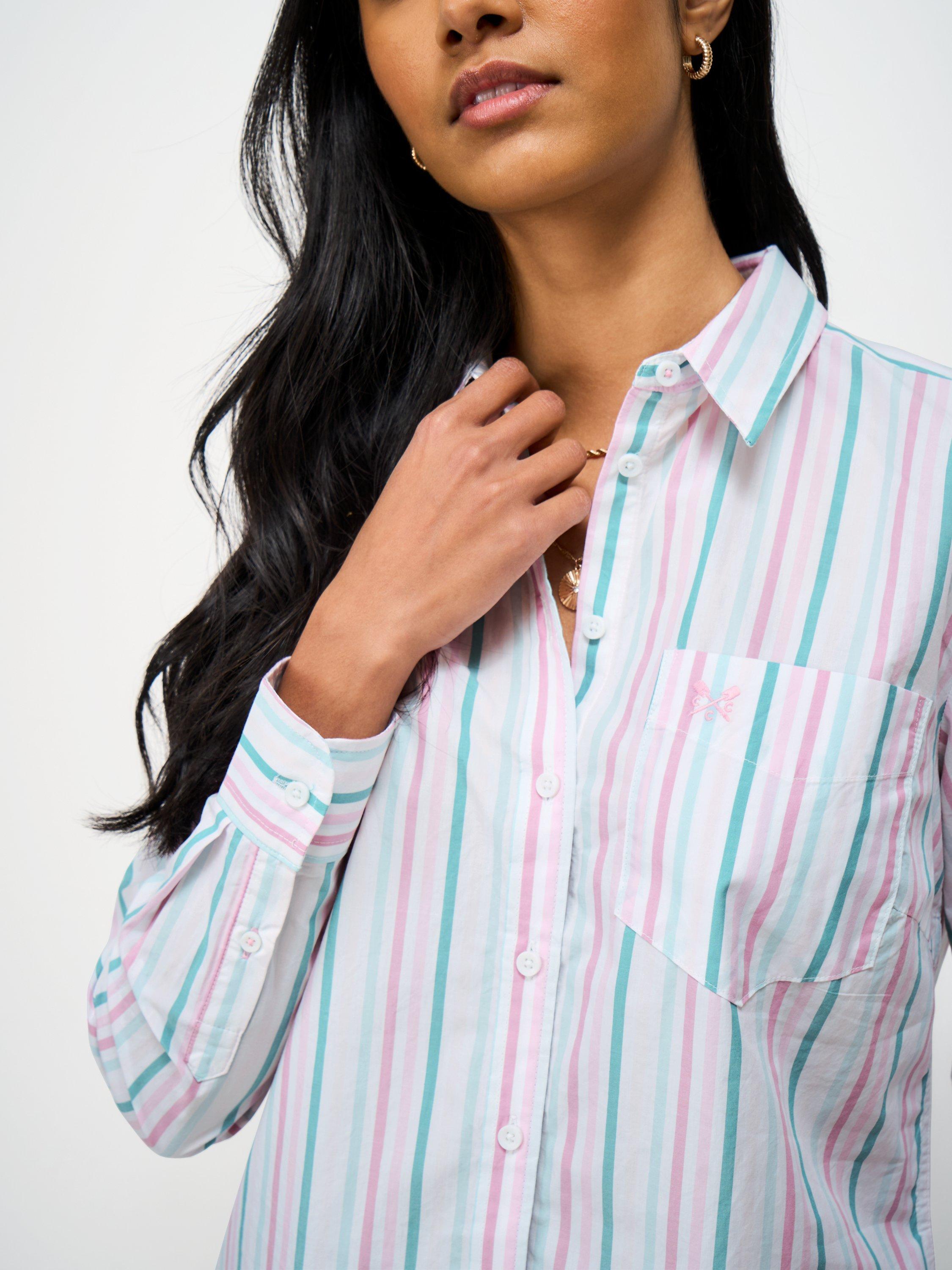 Product image 4 of 5, which shows Crew Clothing Stripe Poplin Shirt, Multi, 10