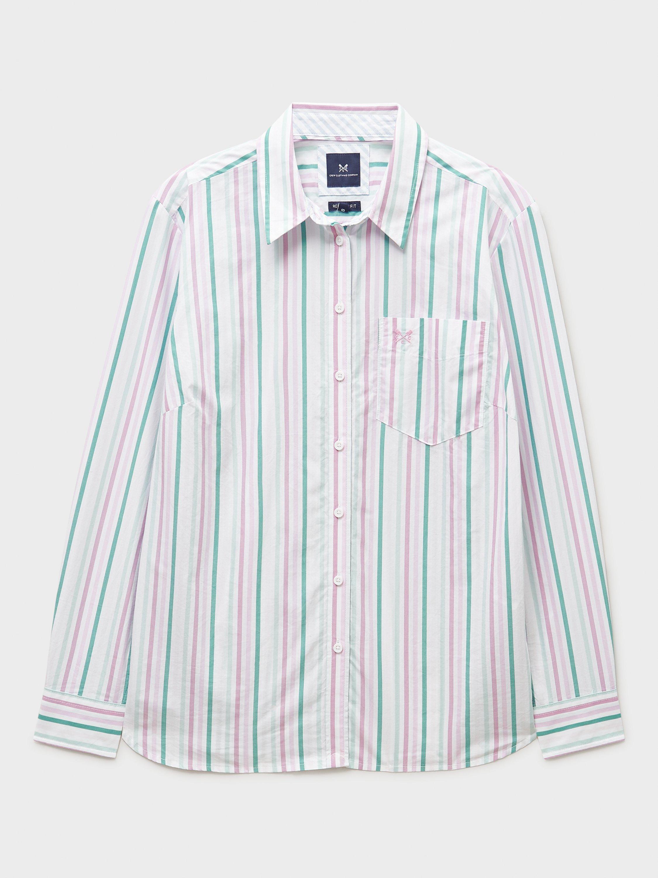 Product image 5 of 5, which shows Crew Clothing Stripe Poplin Shirt, Multi, 10