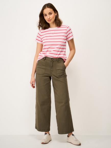 Crew Clothing Breton Stripe T-Shirt, Pastel Pink/White