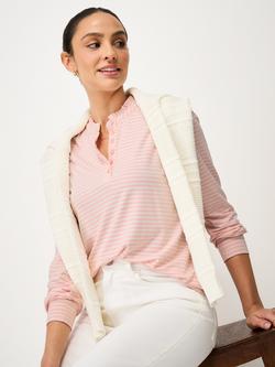 Crew Clothing Frill Neck Stripe Top, Pastel Pink, Pastel Pink