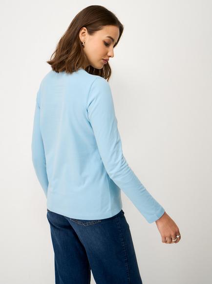 Crew Clothing Brushed Cotton Long Sleeve Top - view 2, Light Blue