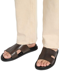 Dune London Ishaa Leather Sandals, Brown - view 2, Brown