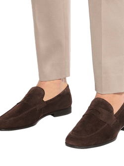 Dune London Barclays Suede  Slim Sole Loafers - view 2, Brown