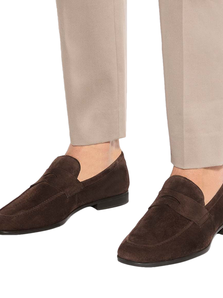 Dune London Barclays Suede  Slim Sole Loafers - view 2, Brown