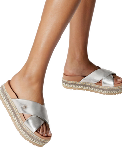 Carvela Fascino Embellished Flatforml Sandals, Silver - view 2, Silver