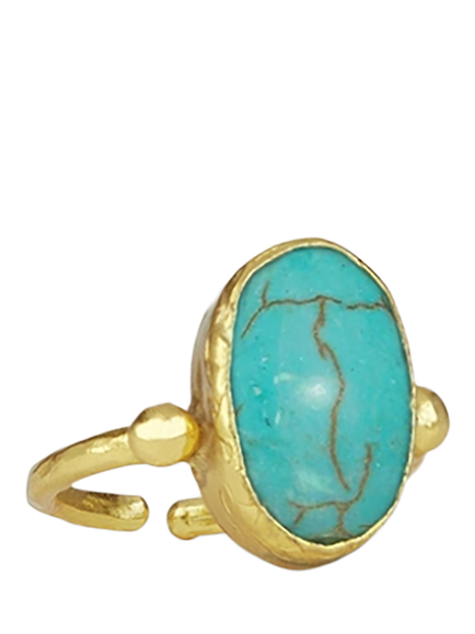 Ottoman Hands Aurelia Turquoise Cocktail Ring, Gold, Gold