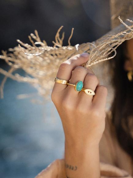 Ottoman Hands Aurelia Turquoise Cocktail Ring, Gold - view 2, Gold