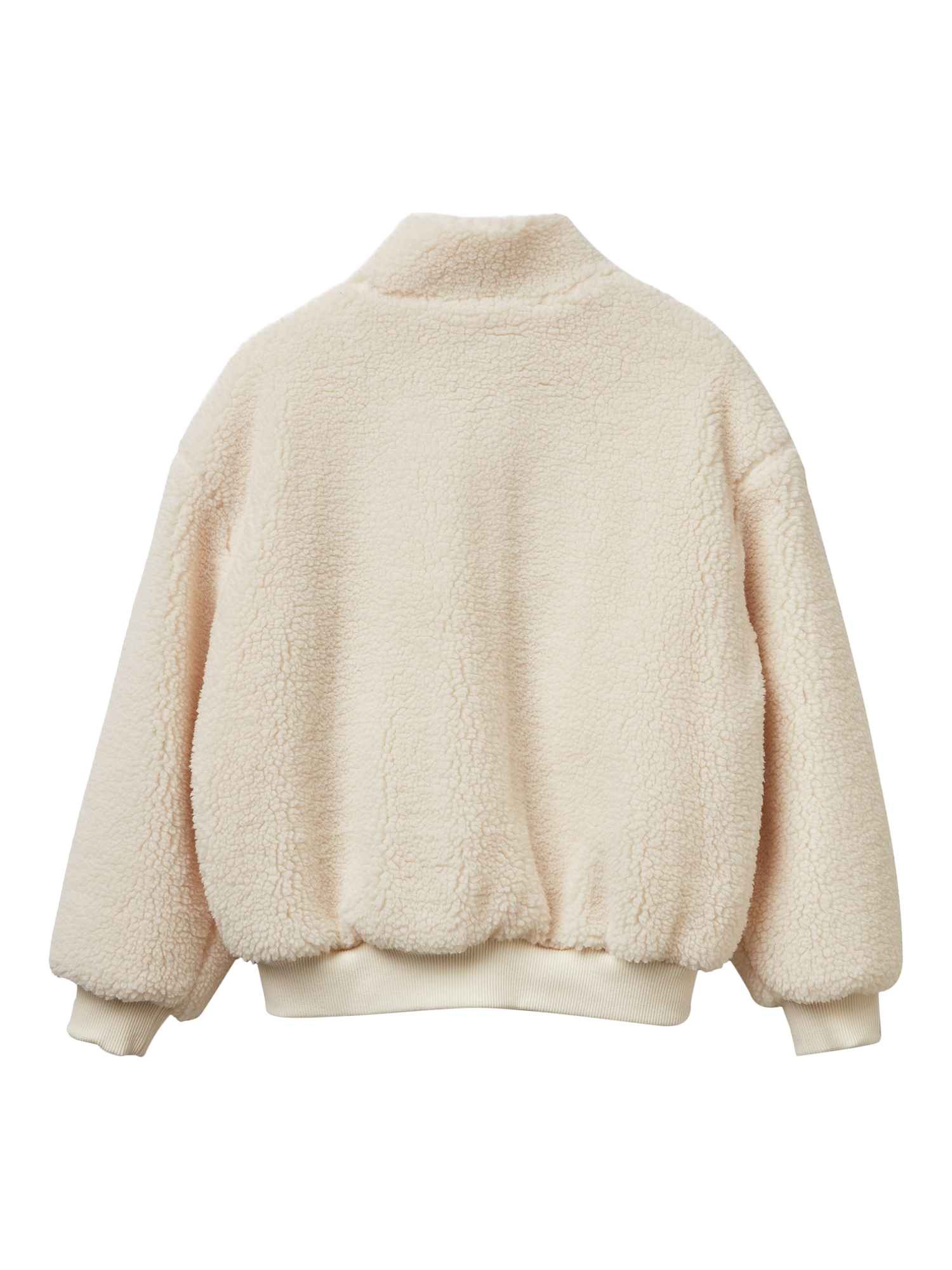 Product image 2 of 3, which shows Benetton Kids' Zip-Through Teddy Fleece Top, White, 7-8 years