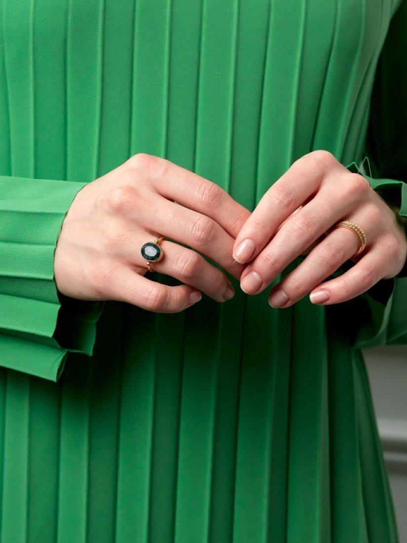 Product image 3 of 5, which shows Ottoman Hands Aurelia Labradorite Cocktail Ring, Gold