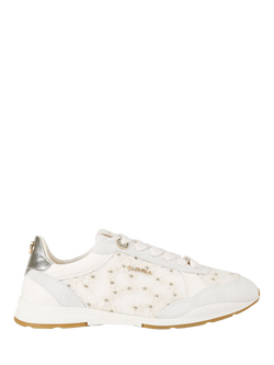 Carvela Attivo Daisy Embroidered Lace Up Trainers, White/Multi, White/Multi
