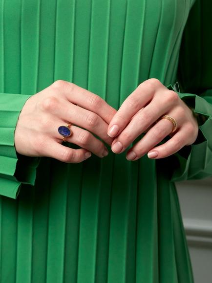 Ottoman Hands Aurelia Lapis Cocktail Ring, Gold - view 2, Gold