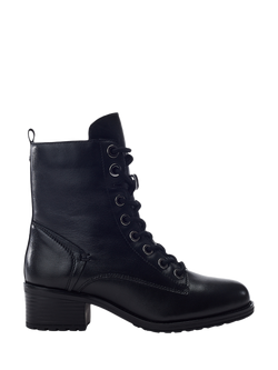 Moda in Pelle Bezzie Leather Lace-Up Ankle Boots, Black, Black