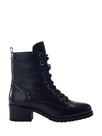 Moda in Pelle Bezzie Leather Lace-Up Ankle Boots, Black, Black