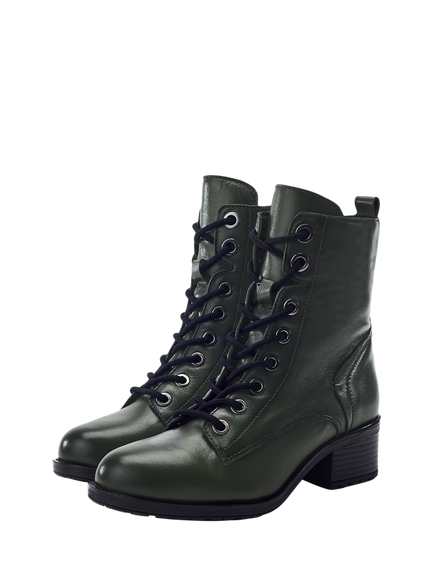 Moda in Pelle Bezzie Lace Up Leather Ankle Boots - view 2, Green