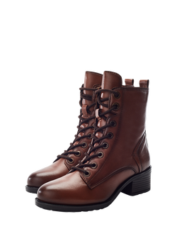 Moda in Pelle Bezzie Lace Up Leather Ankle Boots - view 2, Brown