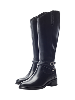 Moda in Pelle Syanna Leather Block Heel Riding Boots - view 2, Black