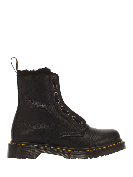 Dr. Martens Grizzly Leather 8-Eye 1460 Faux Fur Lined Boot, Black