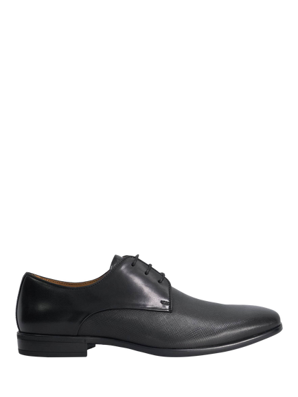Dune London Saffi Leather Flexi Sole Gibson Shoes, Black