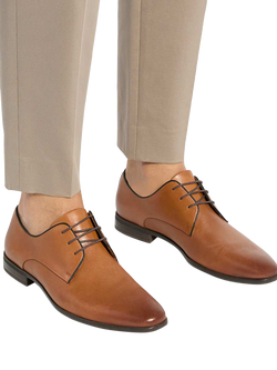 Dune London Saffi Leather Flexi Sole Gibson Shoes, Tan - view 2, Tan