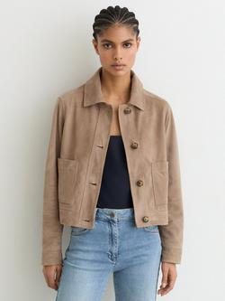 Reiss Sonny Pure Suede Jacket, Neutral, Neutral