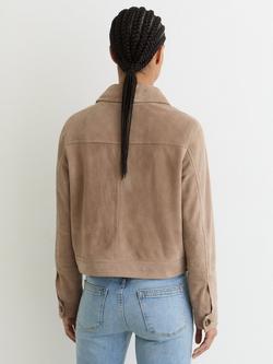 Reiss Sonny Pure Suede Jacket, Neutral - view 2, Neutral