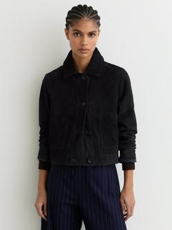 Reiss Sonny Pure Suede Jacket, Navy, Navy