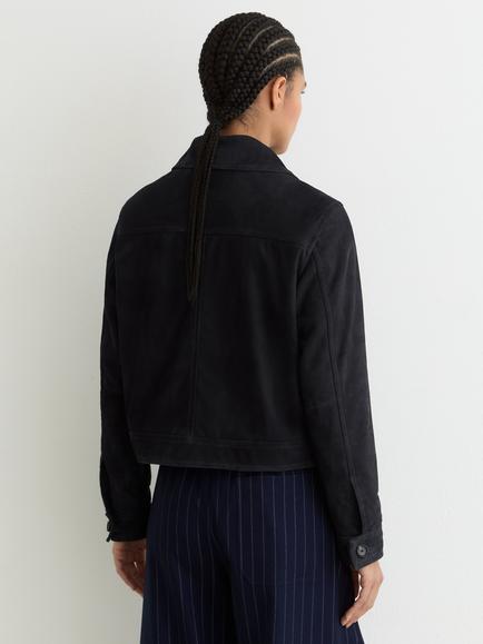 Reiss Sonny Pure Suede Jacket, Navy - view 2, Navy