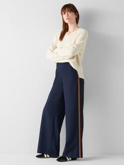 L.K.Bennett Cecile Colour Block Stripe Wide Leg Trousers, Navy - view 2, Navy