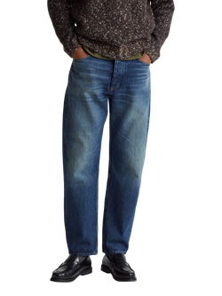 Benetton Cotton Denim 5 Pocket Tapered Jeans, Blue, Blue