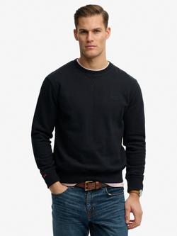 Superdry Cotton Blend Essential Logo Crew Sweatshirt, Eclipse Navy, Eclipse Navy