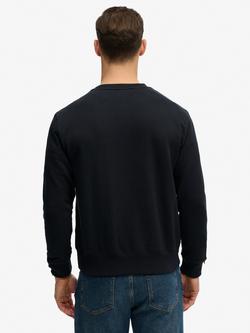 Superdry Cotton Blend Essential Logo Crew Sweatshirt, Eclipse Navy - view 2, Eclipse Navy