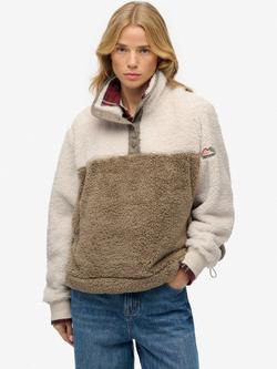 Superdry Teddy Colour Block Fleece, Winter Twig Beige, Winter Twig Beige