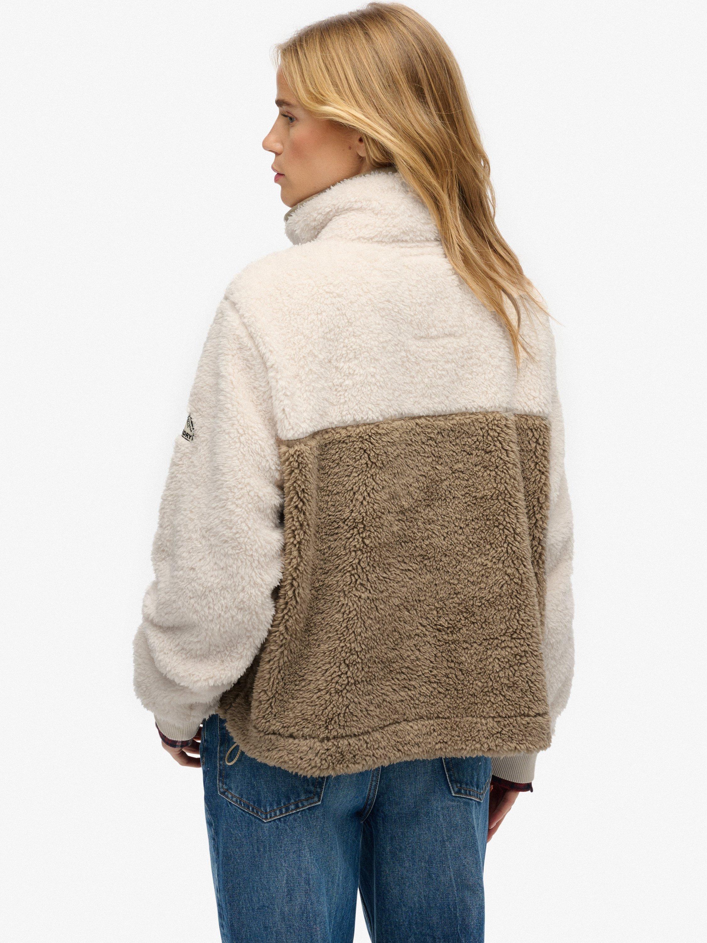 Product image 2 of 5, which shows Superdry Teddy Colour Block Fleece, Winter Twig Beige, 10