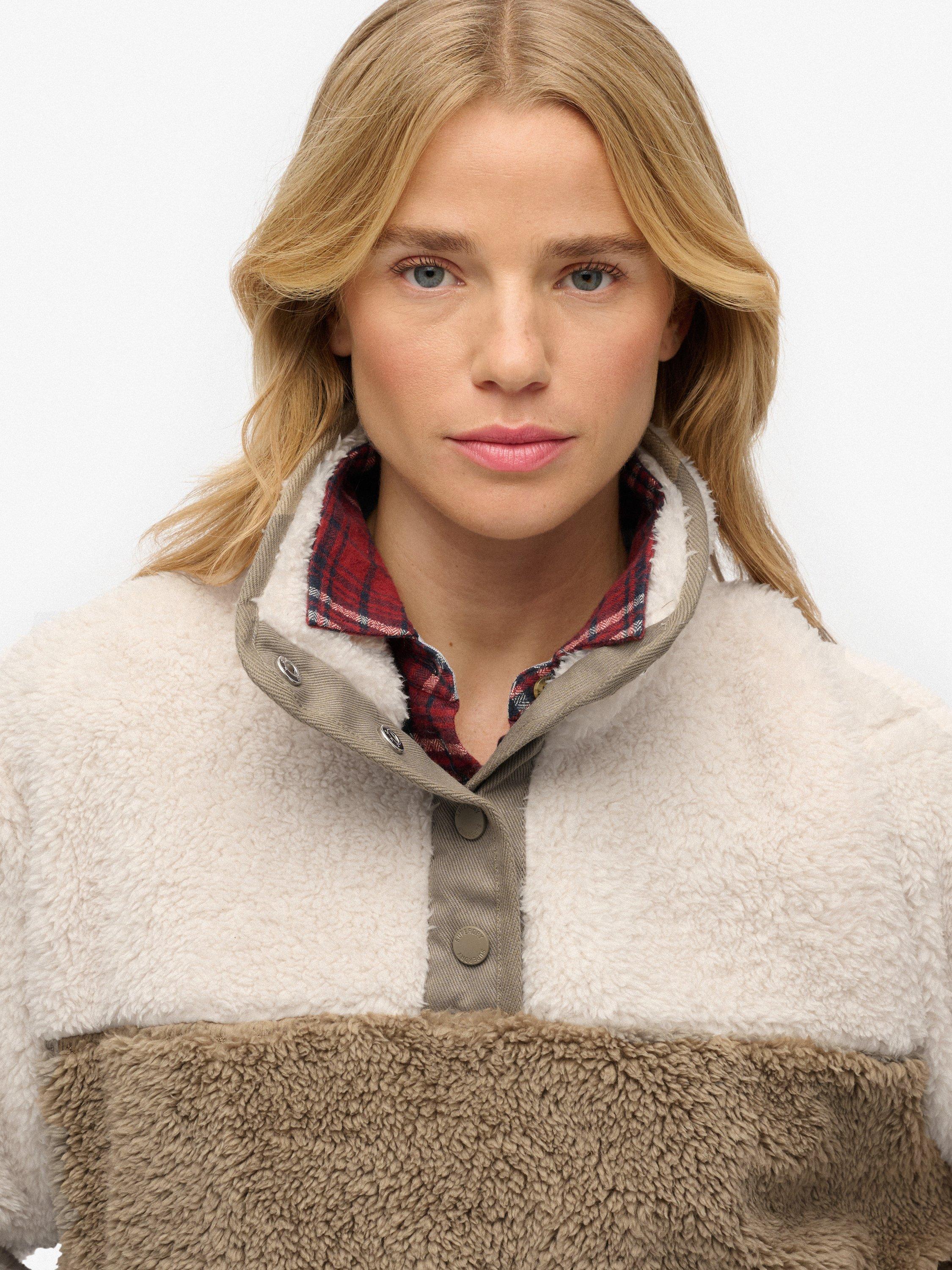 Product image 5 of 5, which shows Superdry Teddy Colour Block Fleece, Winter Twig Beige, 10