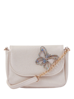 Angels by Accessorize Kids' Diamante Butterfly Bag, Pearl, Pearl