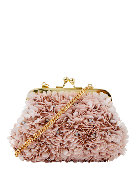 Angels by Accessorize Kids' Beaded Petal Clip Frame Bag, Pink
