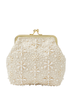 Angels by Accessorize Kids' Pearl Flower Clip Frame Bag, Ivory, Ivory