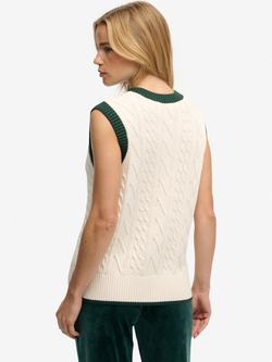 Superdry Heritage Knitted Tank Top, Desert Bone/Off White - view 2, Desert Bone/Off White