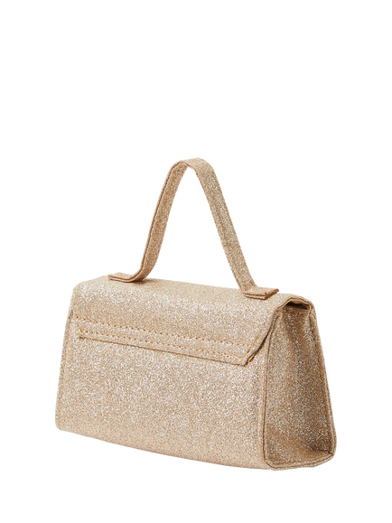 Angels by Accessorize Kids' Satin Bow Glitter Bag, Gold - view 2, Gold