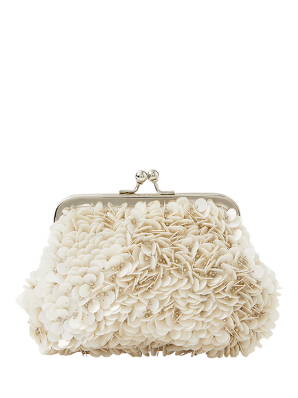 Angels by Accessorize Kids' Beaded Petal Clip Frame Bag, Ivory