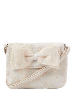 Angels by Accessorize Kids' Lace Bow Bag, Ivory, Ivory
