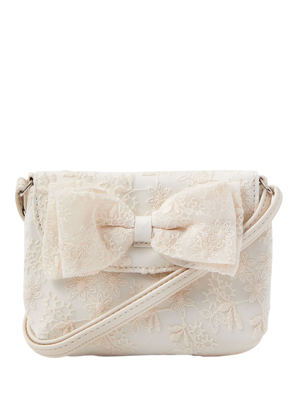 Angels by Accessorize Kids' Lace Bow Bag, Ivory, Ivory