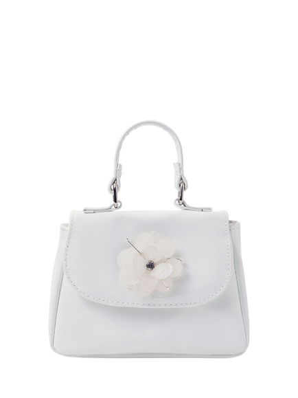 Angels by Accessorize Kids' Glitter Bloom Patent Bag, Ivory, Ivory
