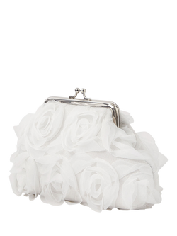Angels by Accessorize Kids' Ruffle Blooms Clip Frame Bag, Ivory - view 2, Ivory